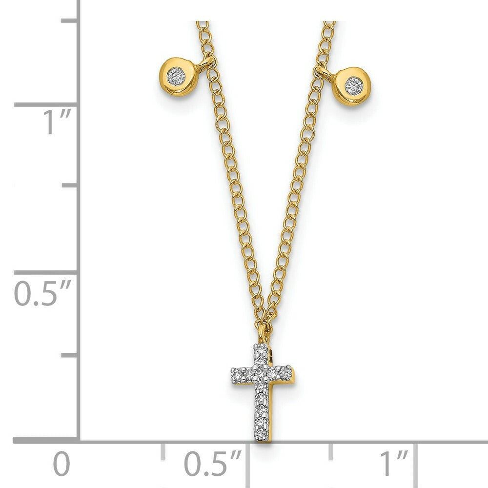 14K Yellow Gold Diamond Cross Necklace 1/20-Carat