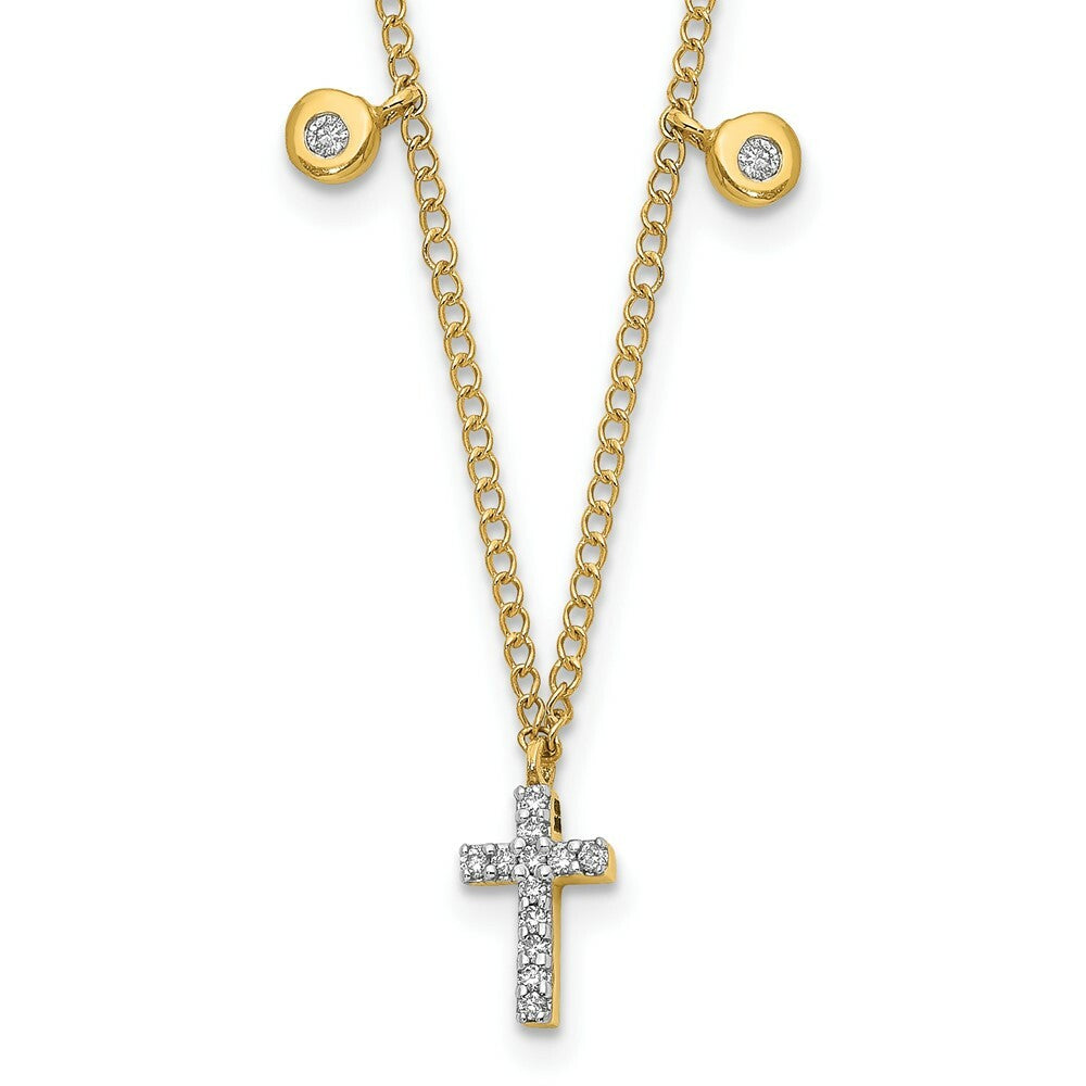 14K Yellow Gold Diamond Cross Necklace 1/20-Carat