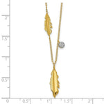 Load image into Gallery viewer, 14K Yellow Gold .029-Carat Diamond Accent Feathers 16.5" Inch Necklace
