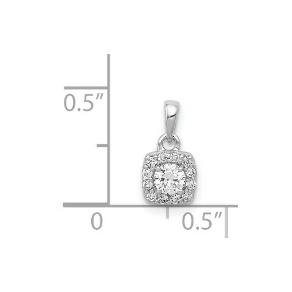 14K White Gold 1/3-Carat Diamond Square Cluster Pendant