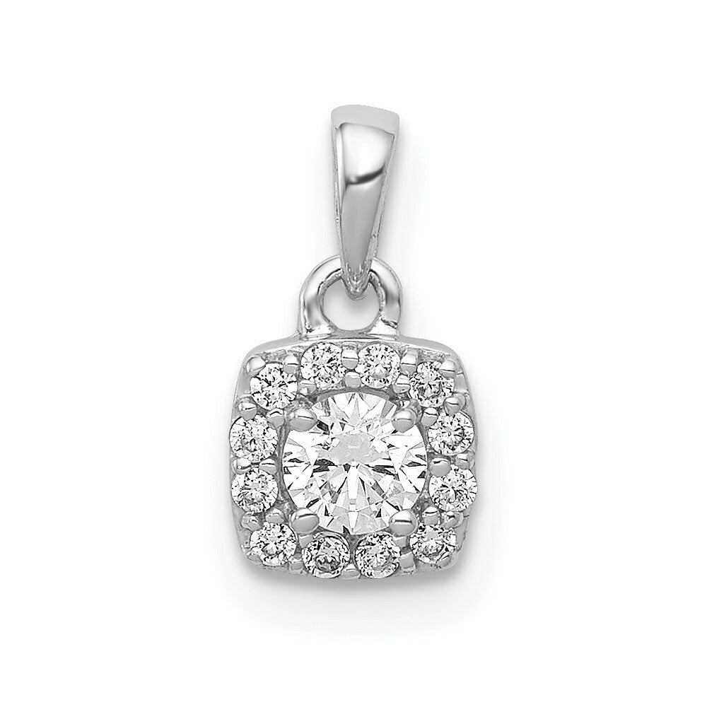 14K White Gold 1/3-Carat Diamond Square Cluster Pendant