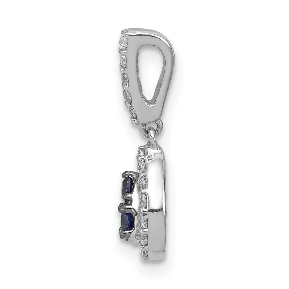 14K White Gold 1/4-Carat Blue/White Diamond Teardrop Pendant