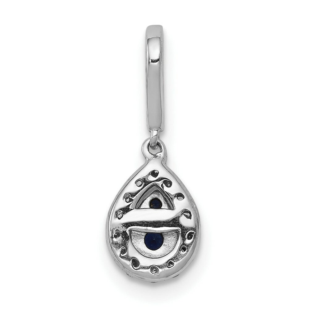 14K White Gold 1/4-Carat Blue/White Diamond Teardrop Pendant