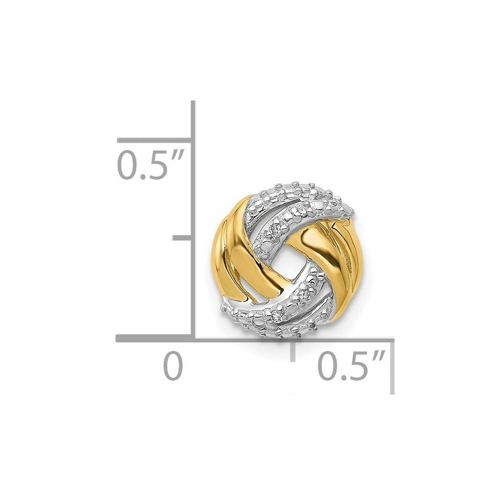 14K Two-tone Gold .013-Carat Diamond Accents Round Slide Pendant