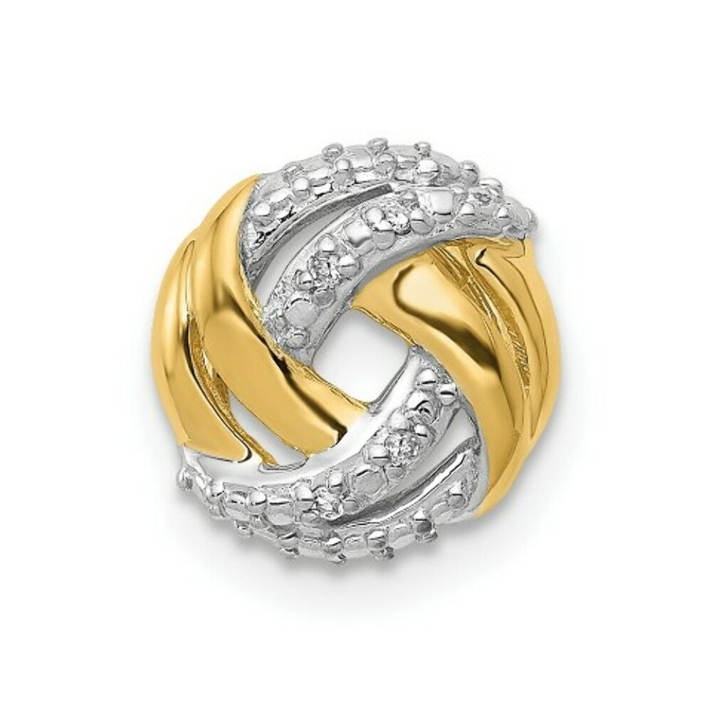14K Two-tone Gold .013-Carat Diamond Accents Round Slide Pendant