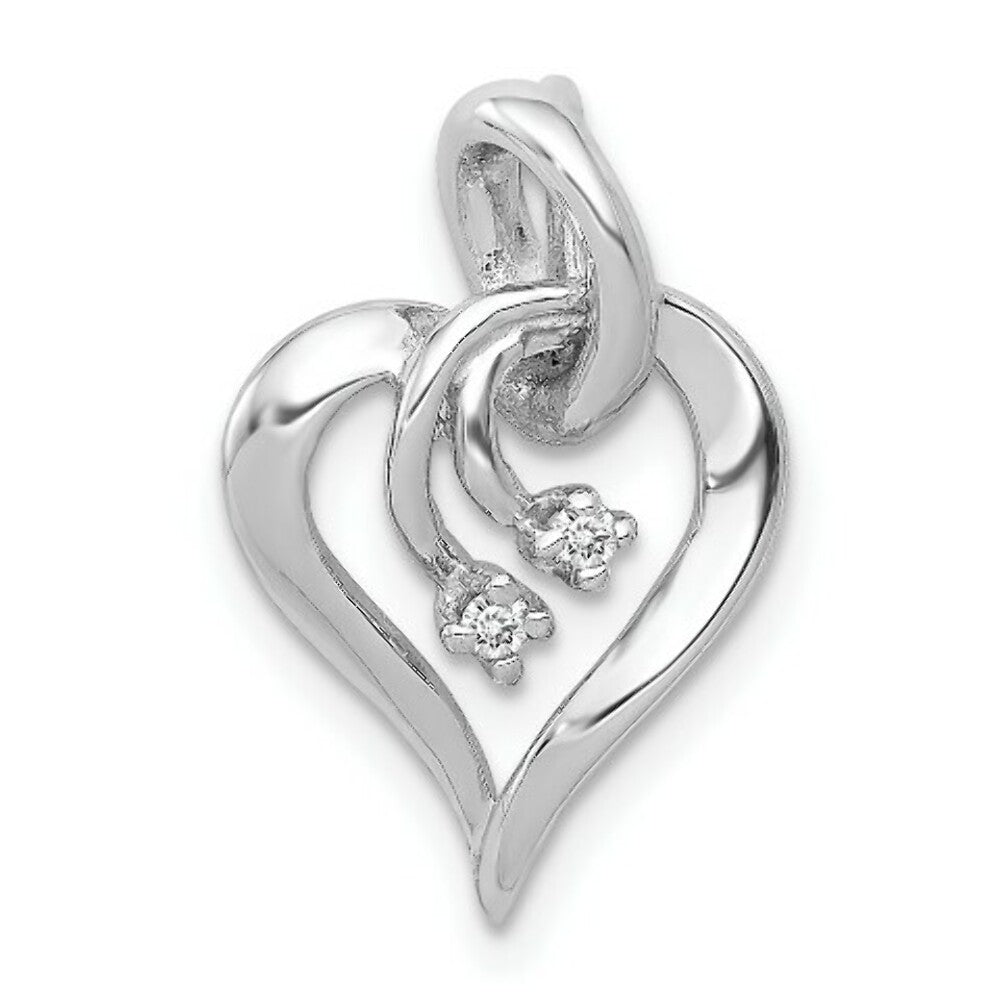 14K White Gold 2-Diamond Accent Open Heart