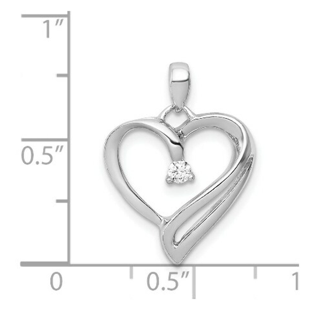 14K White Gold Diamond Heart Pendant 1/20-Carat