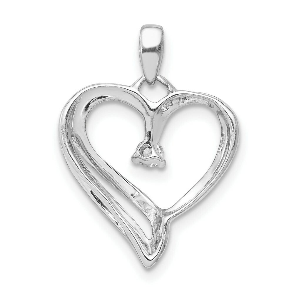 14K White Gold Diamond Heart Pendant 1/20-Carat