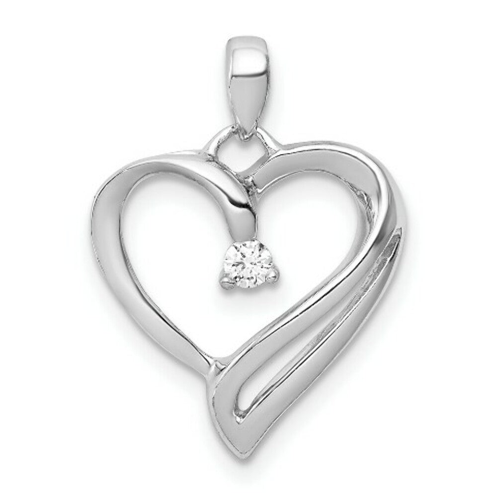 14K White Gold Diamond Heart Pendant 1/20-Carat
