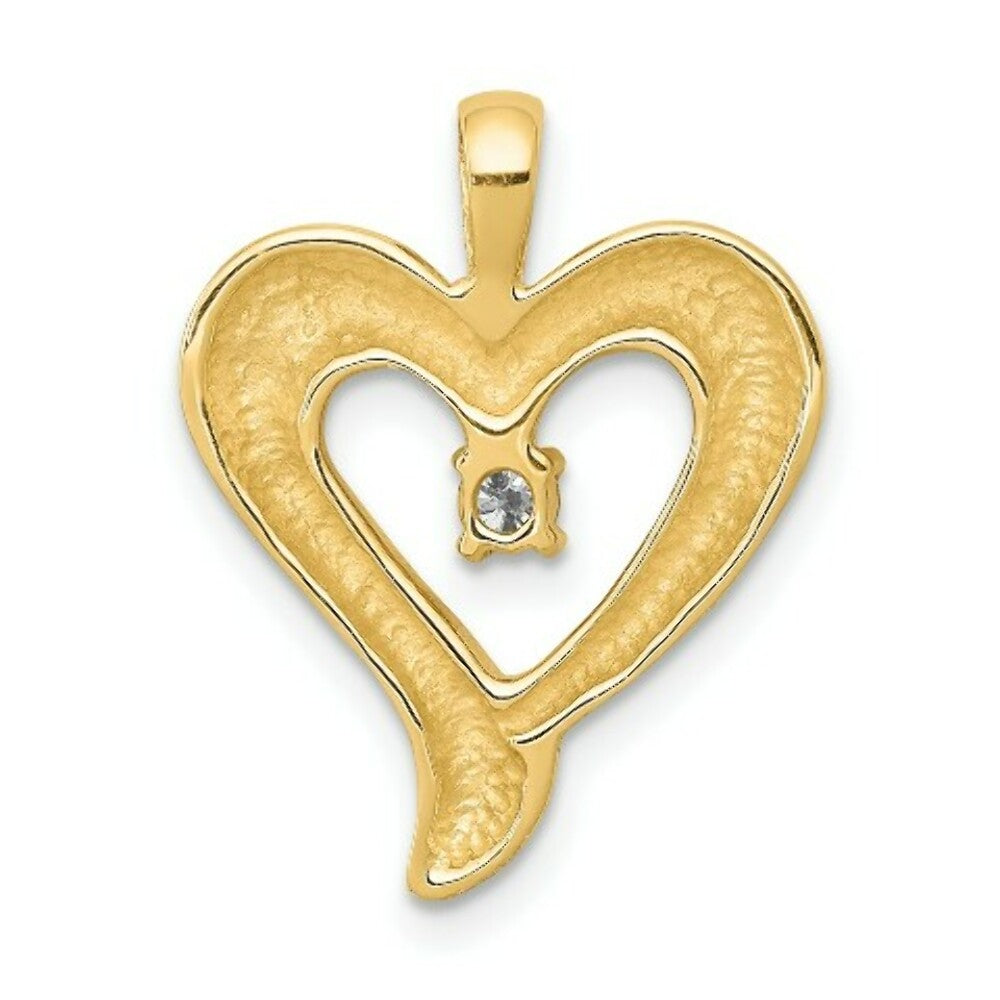 14K Yellow Gold SI3/I1 Diamond Heart Pendant 1/15-Carat