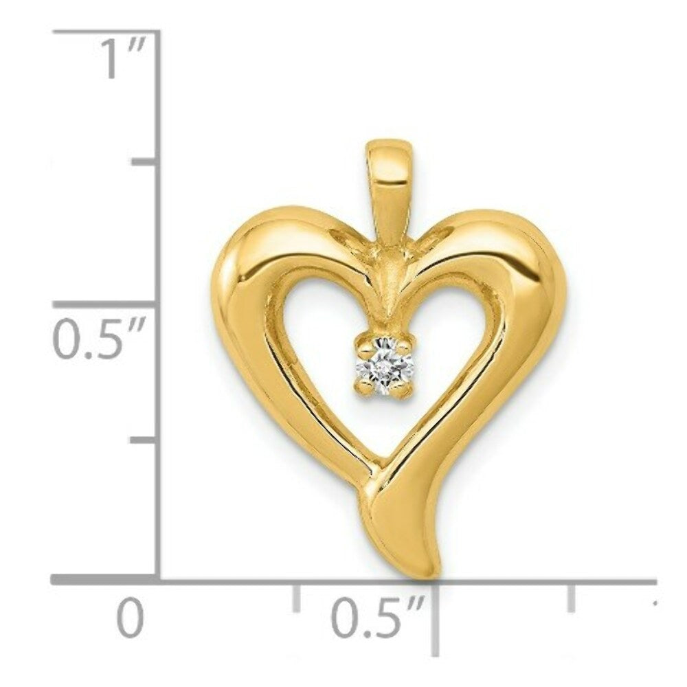 14K Yellow Gold SI3/I1 Diamond Heart Pendant 1/15-Carat
