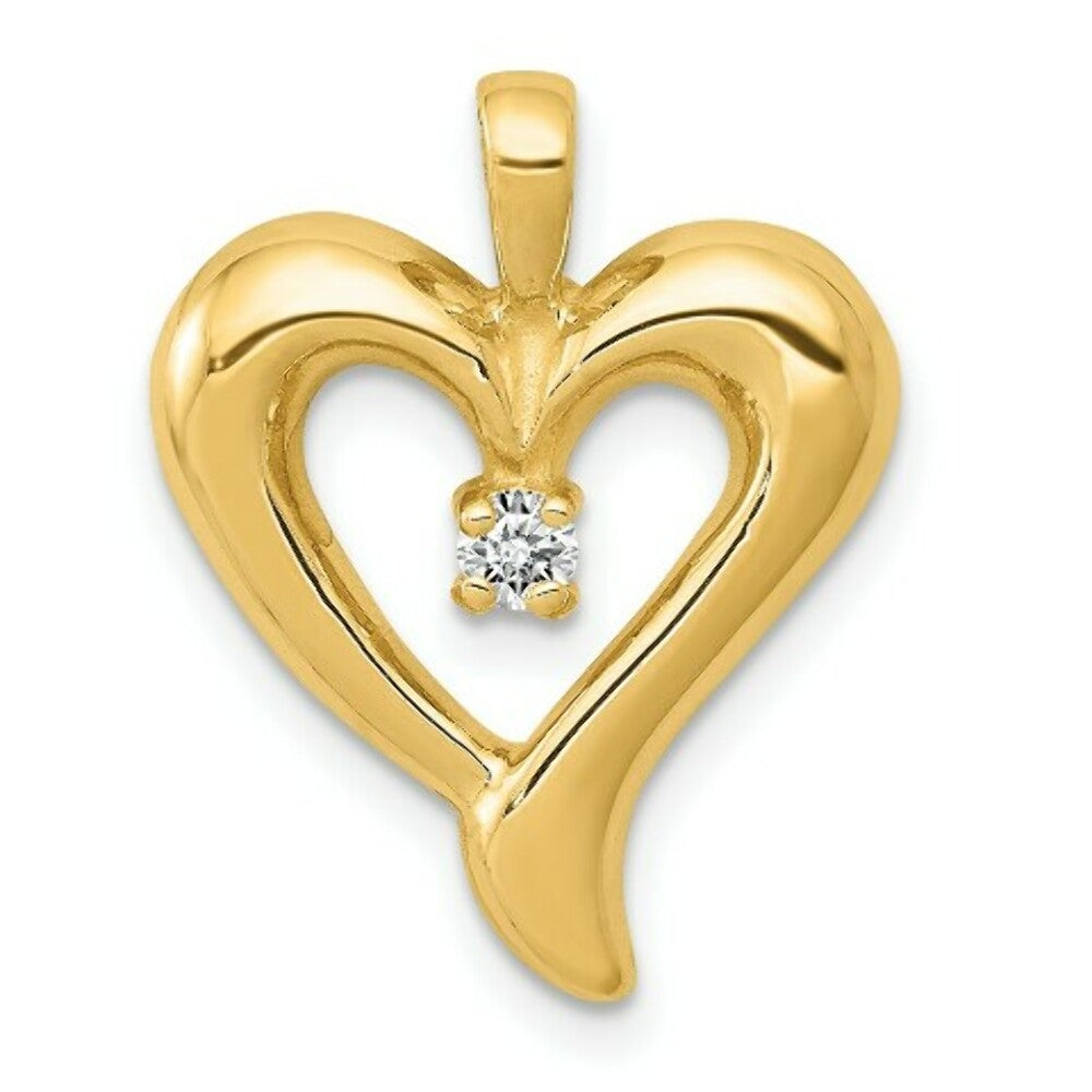14K Yellow Gold SI3/I1 Diamond Heart Pendant 1/15-Carat