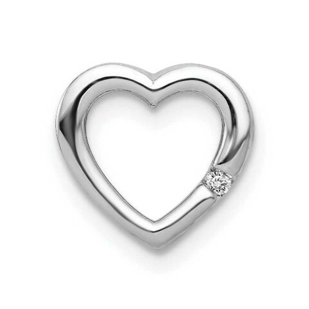 14K White Gold .01-Carat Diamond Accent Heart Slide Pendant