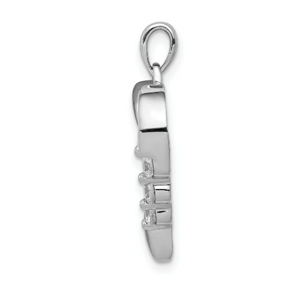 14K White Gold Three Stone 1/4-Carat Diamond Heart Pendant