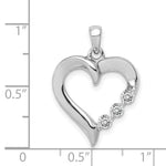 Load image into Gallery viewer, 14K White Gold Three Stone 1/4-Carat Diamond Heart Pendant

