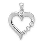 Load image into Gallery viewer, 14K White Gold Three Stone 1/4-Carat Diamond Heart Pendant
