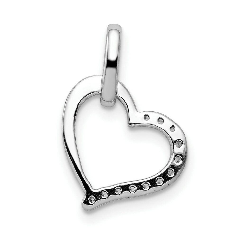 14K White Gold Diamond Heart Pendant 1/12-Carat