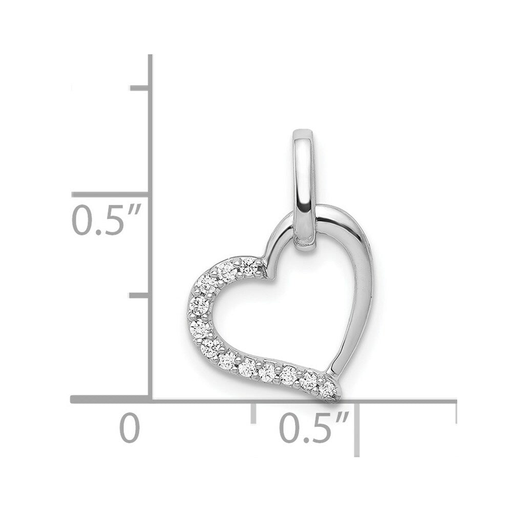 14K White Gold Diamond Heart Pendant 1/12-Carat