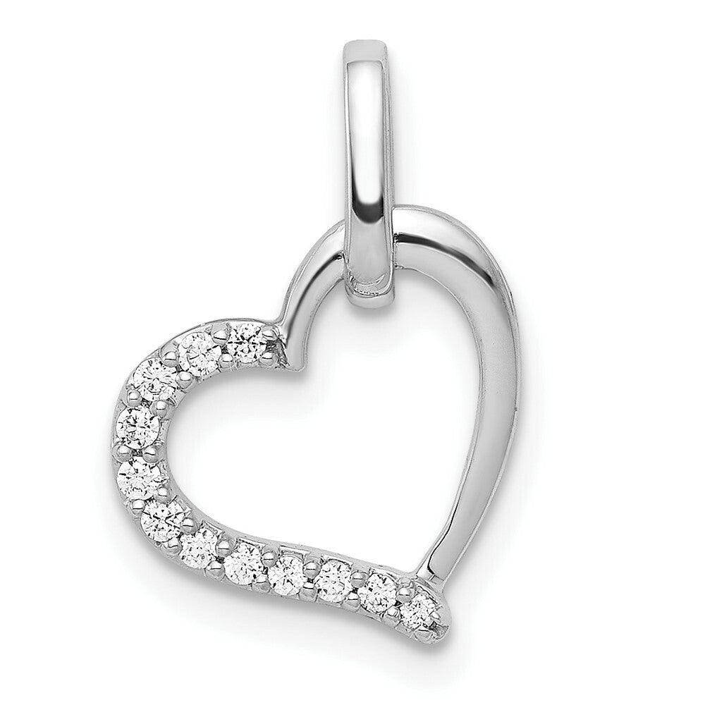 14K White Gold Diamond Heart Pendant 1/12-Carat