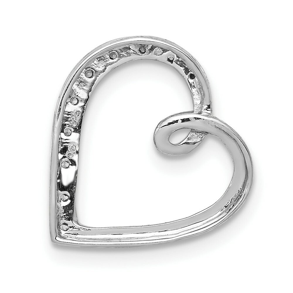14K White Gold Diamond Heart Chain Slide Pendant 1/20-Carat