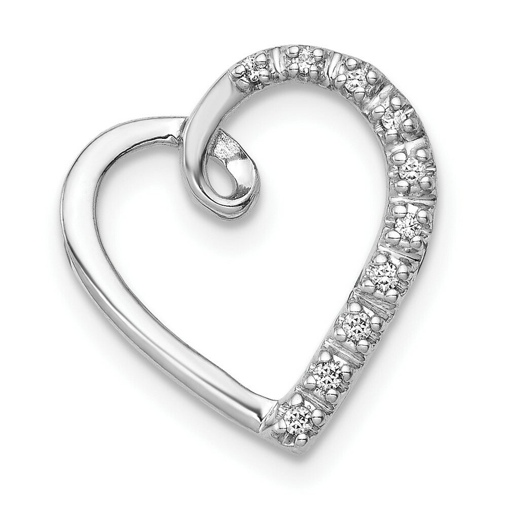 14K White Gold Diamond Heart Chain Slide Pendant 1/20-Carat