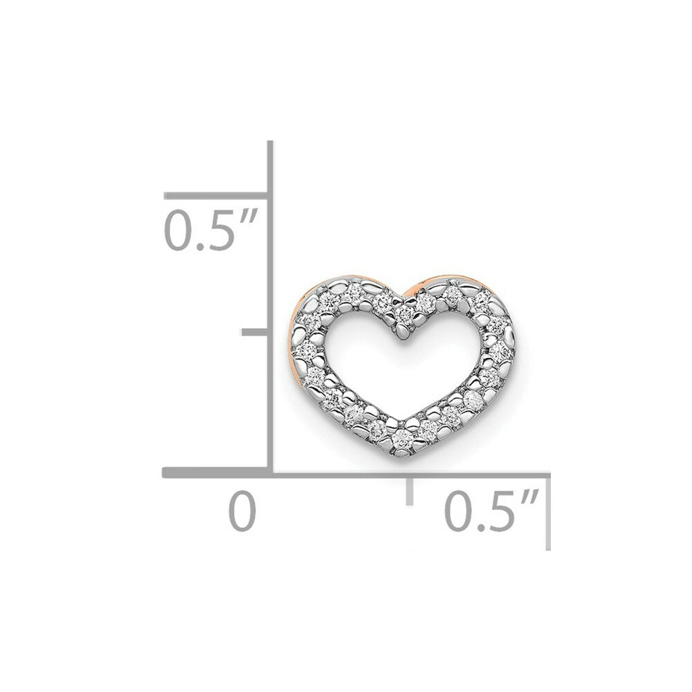 14K Rose Gold Diamond Heart Slide Pendant 1/12-Carat