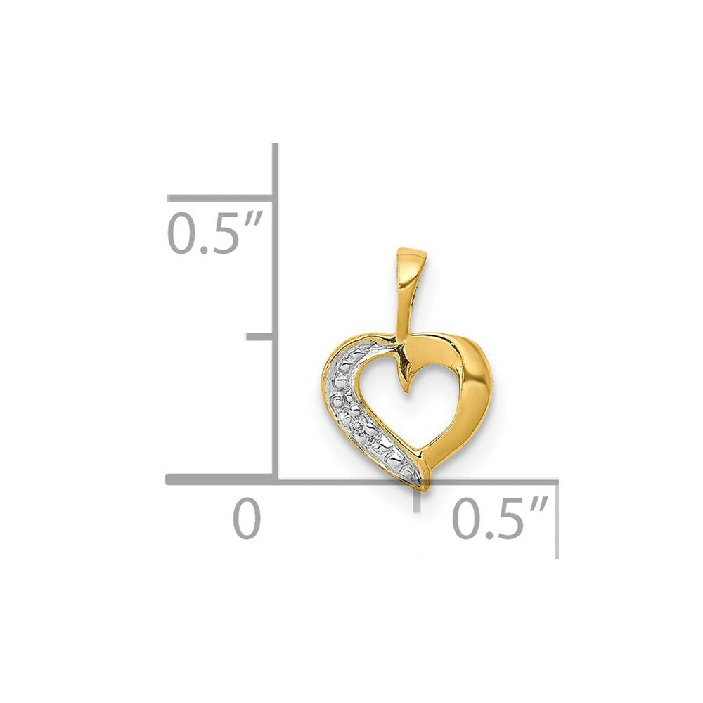 14K Yellow Gold Diamond Accent Heart Pendant