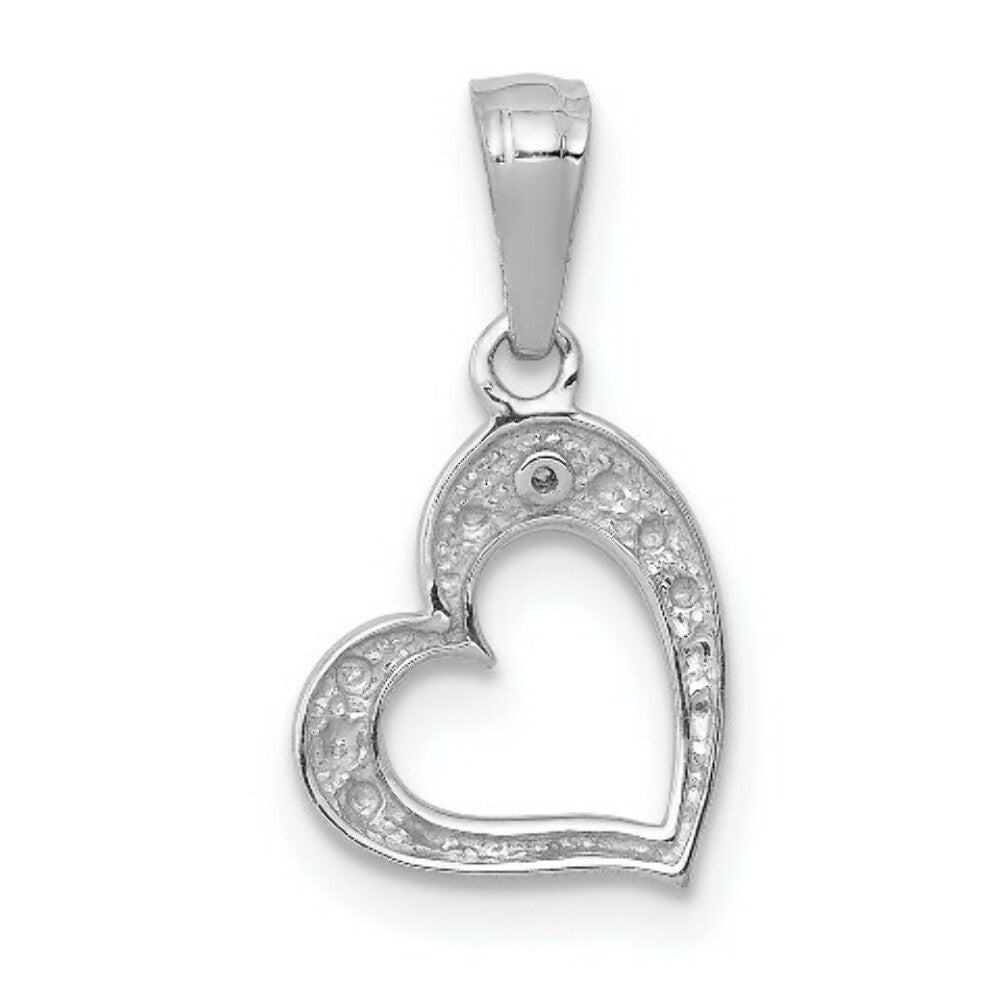 14K White Gold .01-Carat Diamond Accent Heart Pendant