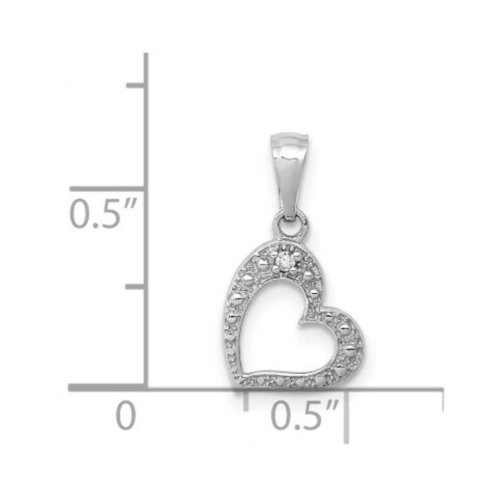 14K White Gold .01-Carat Diamond Accent Heart Pendant