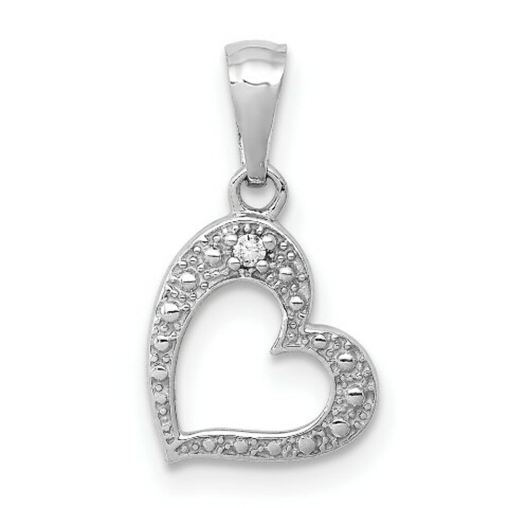 14K White Gold .01-Carat Diamond Accent Heart Pendant