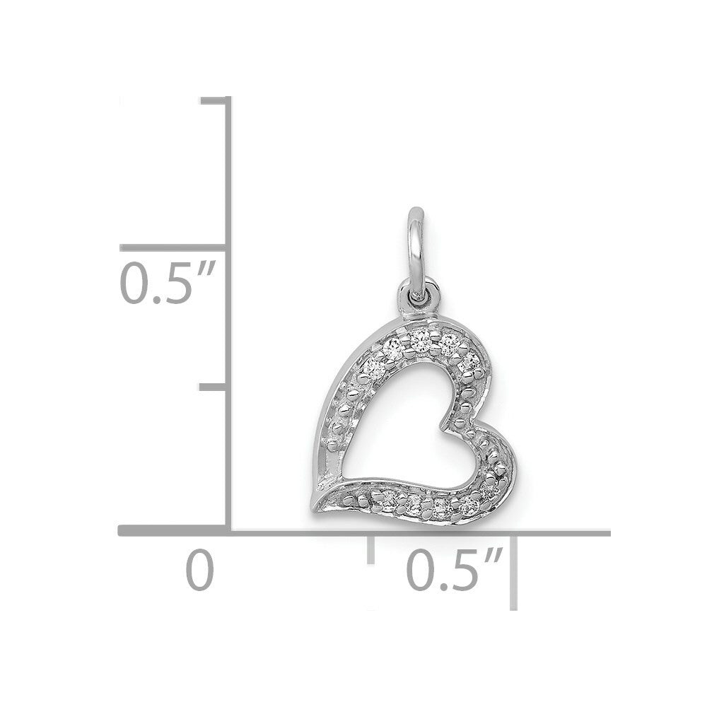 14K White Gold Diamond Heart Charm 1/20-Carat