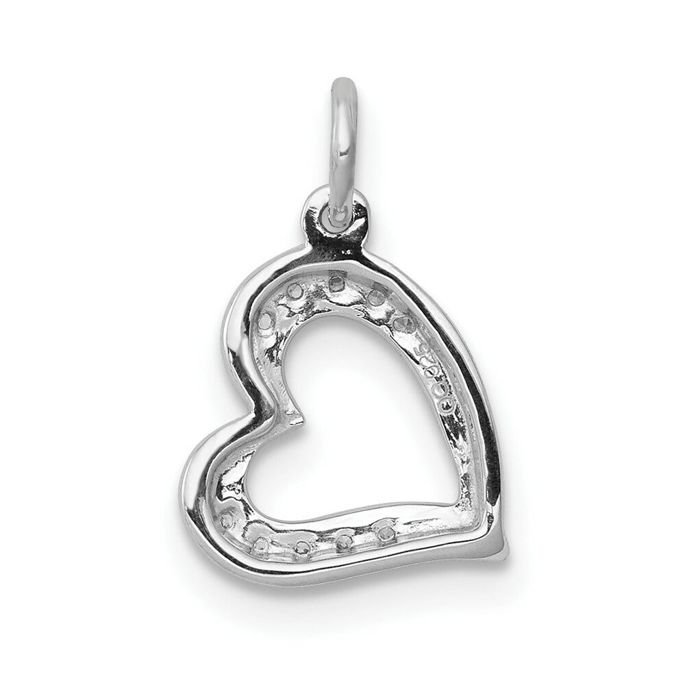 14K White Gold Diamond Heart Charm 1/20-Carat