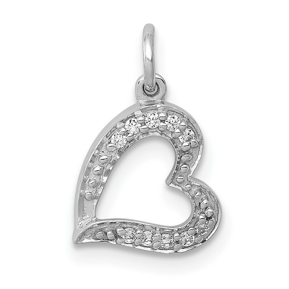 14K White Gold Diamond Heart Charm 1/20-Carat