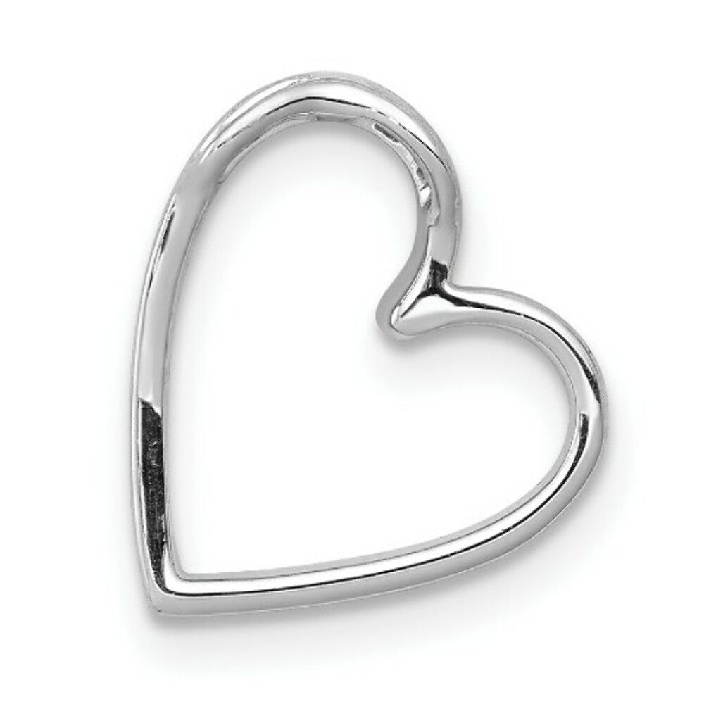 14K White Gold SI3/I1 Diamond Vintage Heart Chain Slide 1/10-Carat