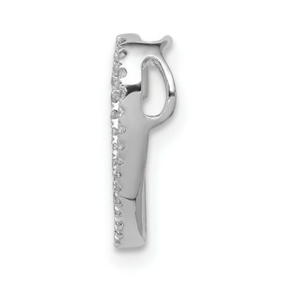 14K White Gold SI3/I1 Diamond Vintage Heart Chain Slide 1/10-Carat