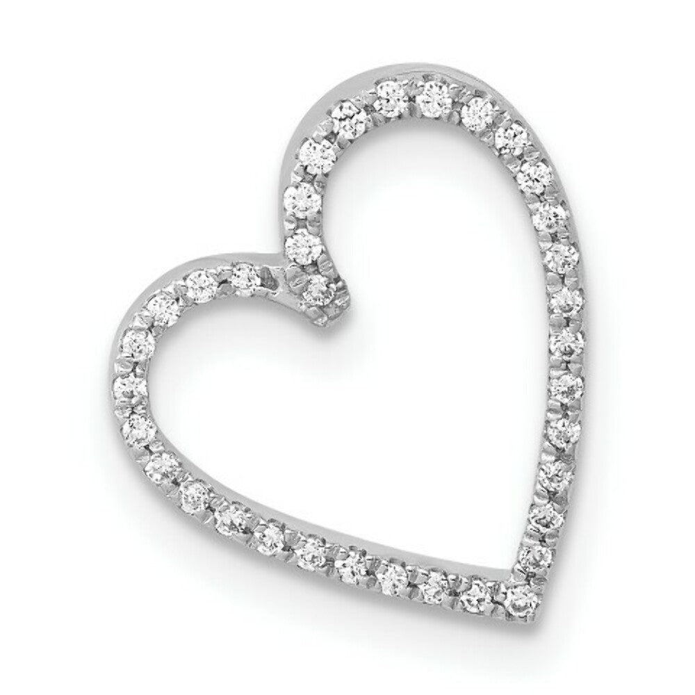 14K White Gold SI3/I1 Diamond Vintage Heart Chain Slide 1/10-Carat