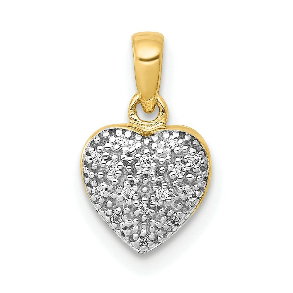 14K Yellow Gold Diamond Heart Pendant 1/20-Carat