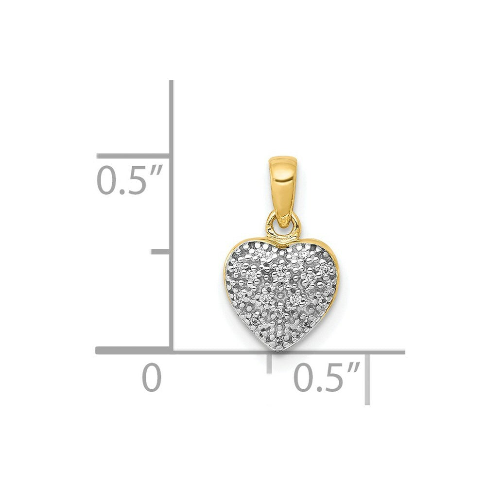 14K Yellow Gold Diamond Heart Pendant 1/20-Carat