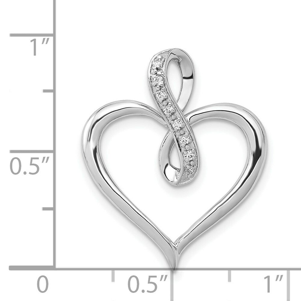 14K White Gold Diamond Heart Pendant 1/20-Carat