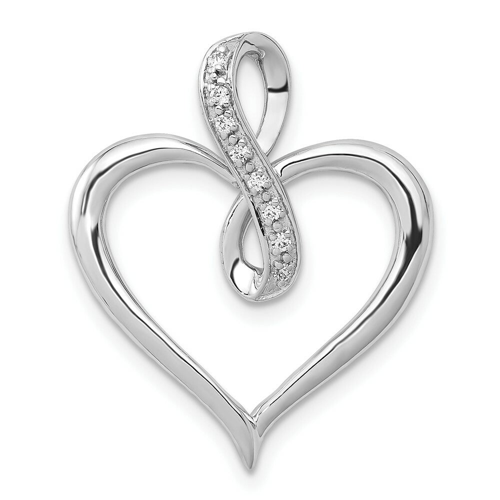14K White Gold Diamond Heart Pendant 1/20-Carat