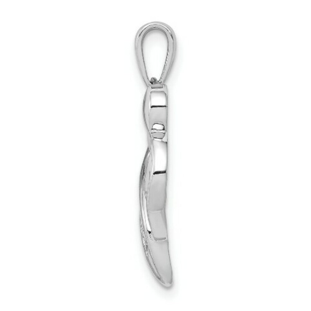 14K White Gold .018-Carat Diamond Accent MOM Heart Pendant