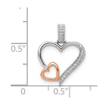 Load image into Gallery viewer, 14K Two-tone White and Rose Gold Diamond Double Heart Pendant 1/20-Carat
