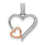 Load image into Gallery viewer, 14K Two-tone White and Rose Gold Diamond Double Heart Pendant 1/20-Carat
