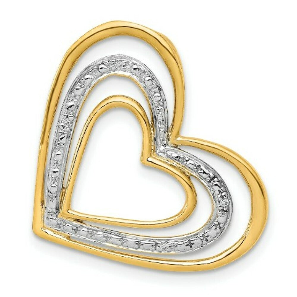 14K Yellow Gold .012-Carat Diamond Accent Triple Heart Slide Pendant