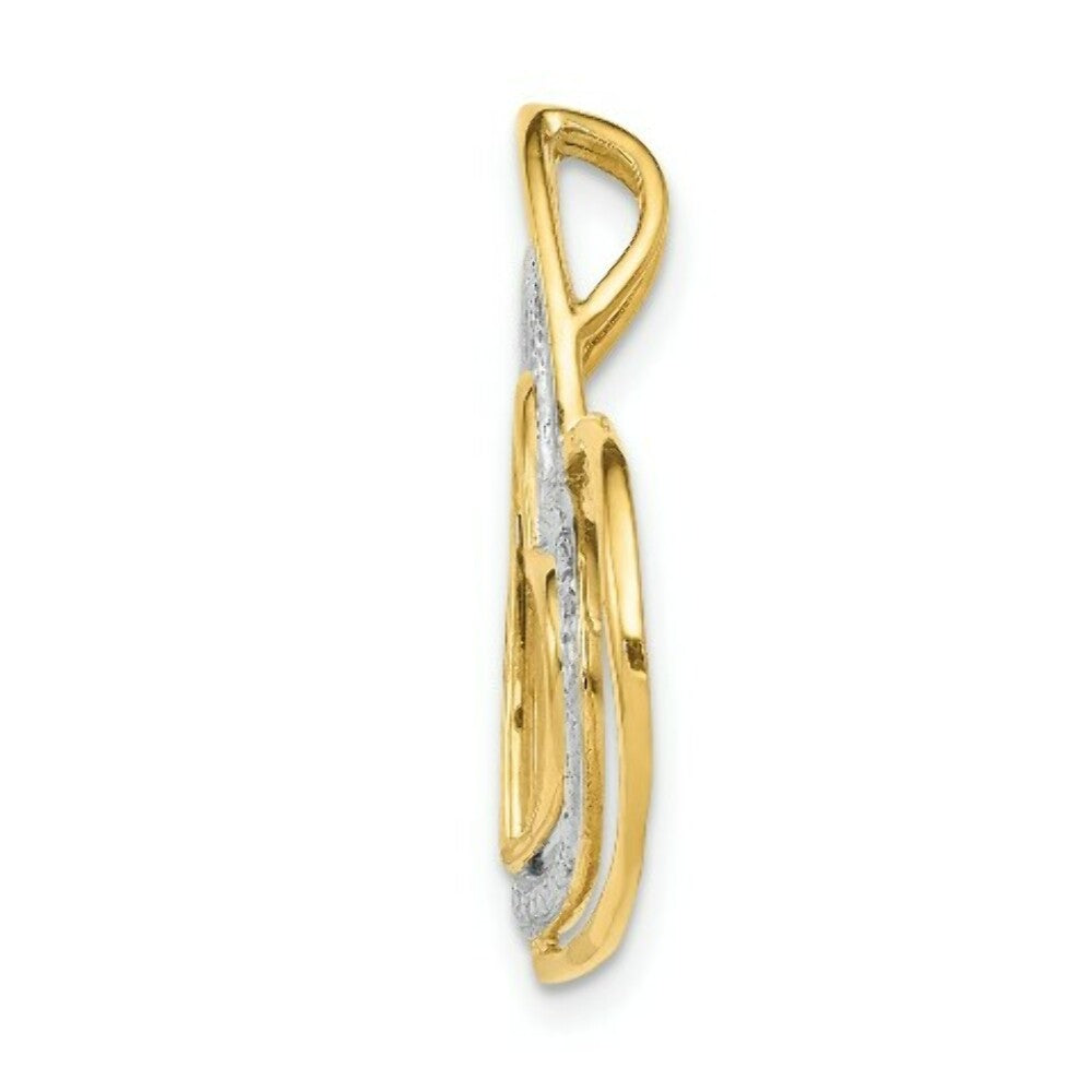 14K Yellow Gold .012-Carat Diamond Accent Triple Heart Slide Pendant