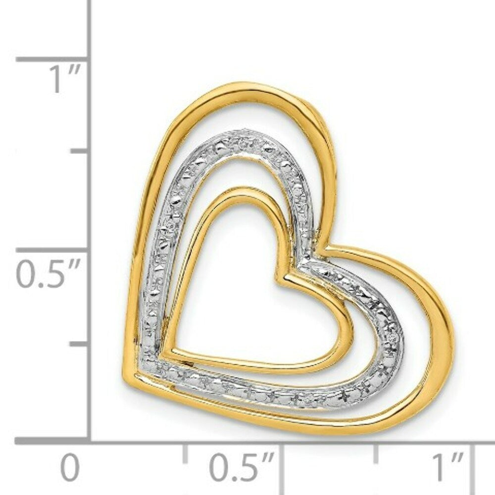 14K Yellow Gold .012-Carat Diamond Accent Triple Heart Slide Pendant