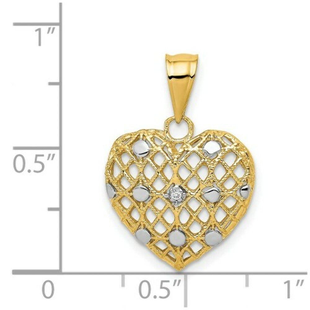 14K Yellow Gold Diamond Accent Heart Pendant