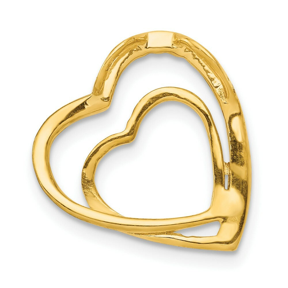14K Yellow Gold .01-Carat Diamond Accent Double Heart Slide Pendant