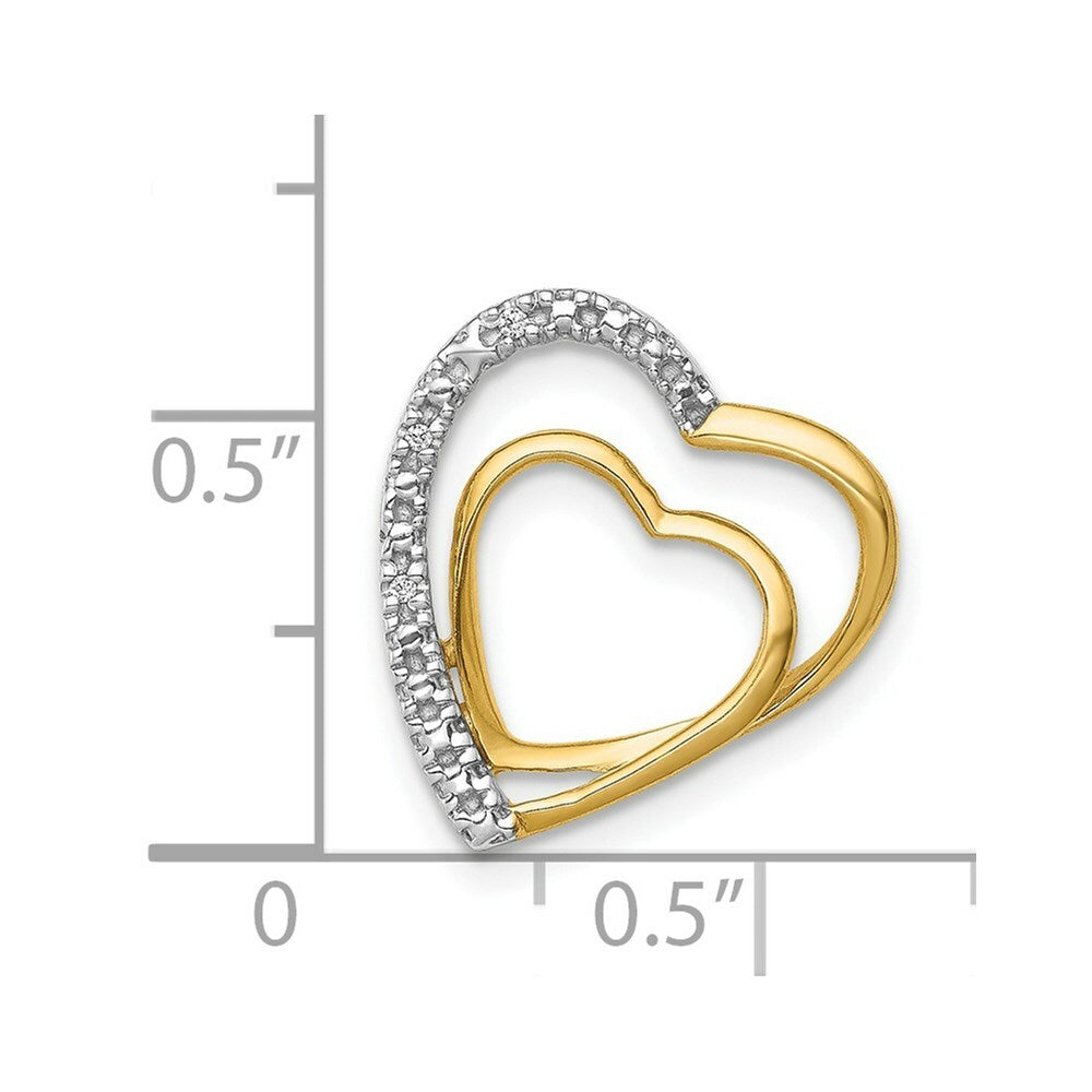 14K Yellow Gold .01-Carat Diamond Accent Double Heart Slide Pendant