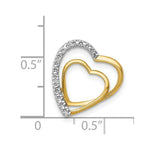 Load image into Gallery viewer, 14K Yellow Gold .01-Carat Diamond Accent Double Heart Slide Pendant
